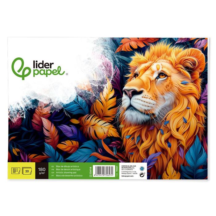 Bloc Dibujo Liderpapel Artistico Encolado 230x325 mm 20 Hojas 180 gr-M2 Sin Recuadro 5 unidades 1