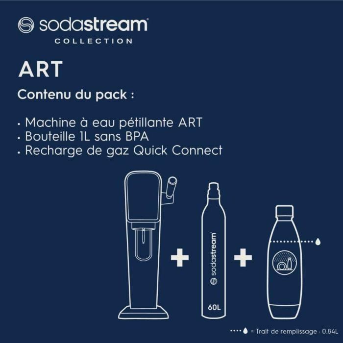 Sodastream SOD7290116740249 Máquina de agua con gas ART Mandarine, incluye botella 1L compatible lavavajillas y recarga gas 60L 4