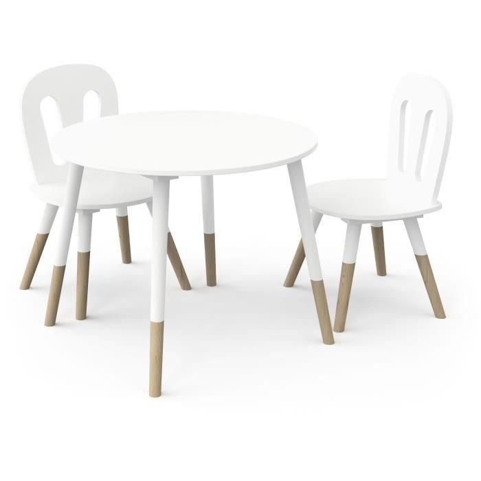 Conjunto 1 mesa + 2 sillas - FIMIANA - Estilo escandinavo - Blanco mate / Roble Kronberg - DEMEYERE 1 Conjunto 1 mesa + 2 sillas - FIMIANA - Estilo escandinavo - Blanco mate / Roble Kronberg - DEMEYERE 1