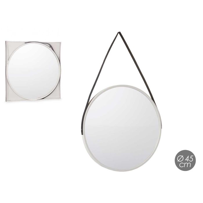 Espejo Redondo con Asa de Polipiel Blanco 45x45 cm - Giftdecor (4 Unidades) Espejo Redondo con Asa de Polipiel Blanco 45x45 cm - Giftdecor (4 Unidades)