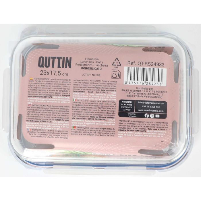 Inde Fiambrera Rectangular con Tapa Hermética 23 x 17.5 cm "Boho" (6 Unidades)