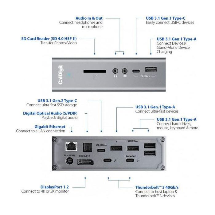 CalDigit TS3 Plus Estación Acoplamiento Dock Thunderbolt 3 con 15 Puertos, Carga 85W, Dual 4K, USB, SD, Ethernet, Audio para Mac y Windows 1 CalDigit TS3 Plus Estación Acoplamiento Dock Thunderbolt 3 con 15 Puertos, Carga 85W, Dual 4K, USB, SD, Ethernet, Audio para Mac y Windows 1