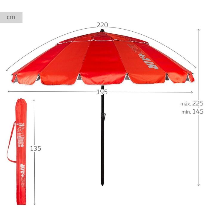 Sombrilla Aktive Rojo 220 x 215 x 220 cm 220 x 225 x 220 cm (6 Unidades) 3 Sombrilla Aktive Rojo 220 x 215 x 220 cm 220 x 225 x 220 cm (6 Unidades) 3