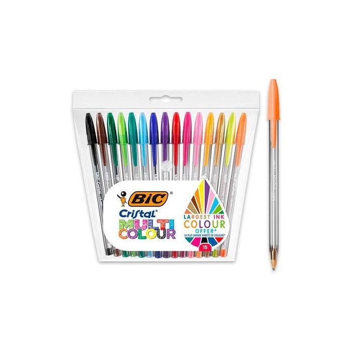 Bic Bolígrafo Cristal Multicolor 15 Colores Diferentes Blíster 15 Ud Bic Bolígrafo Cristal Multicolor 15 Colores Diferentes Blíster 15 Ud