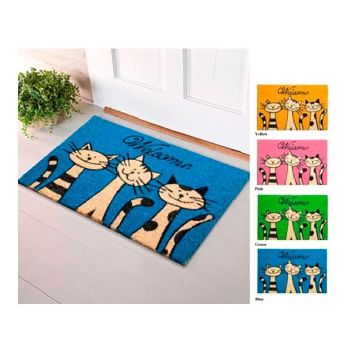 Edm Felpudo Modelo Gatos 60 x 40 cm Fibra de Coco / PVC 1