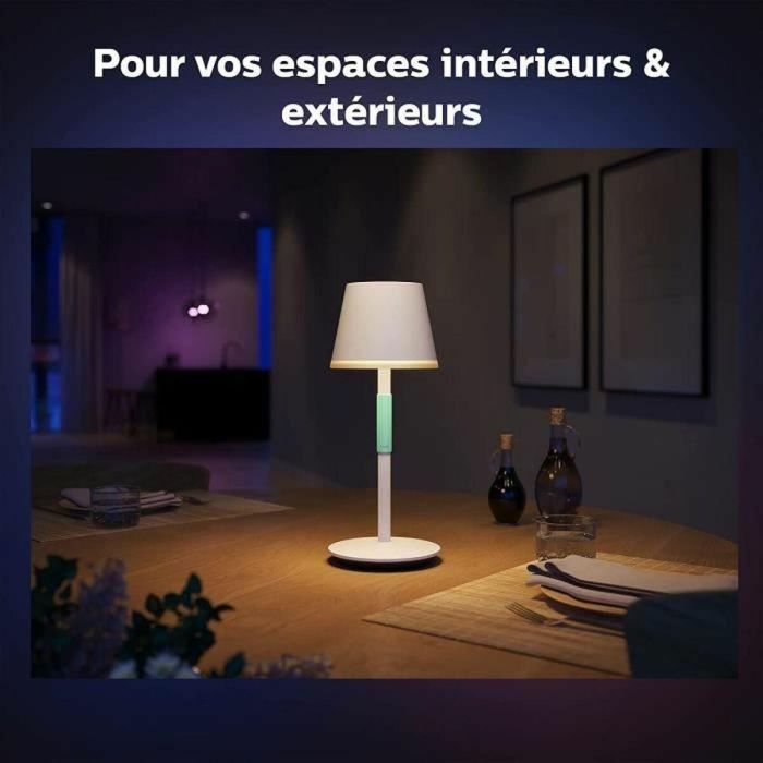 Philips White and Color Ambiance, Lámpara de mesa portátil Hue Belle, compatible con Bluetooth, blanco 5 Philips White and Color Ambiance, Lámpara de mesa portátil Hue Belle, compatible con Bluetooth, blanco 5