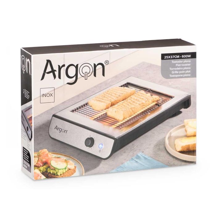 Tostador Plano de Acero Argon 600W 37x6.5x25 cm (6 Unidades) 2 Tostador Plano de Acero Argon 600W 37x6.5x25 cm (6 Unidades) 2