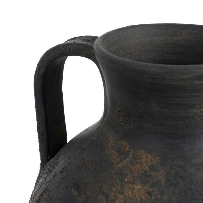 Jarrón Asa Gris Envejecido Barro 26 X 26 X 36 cm