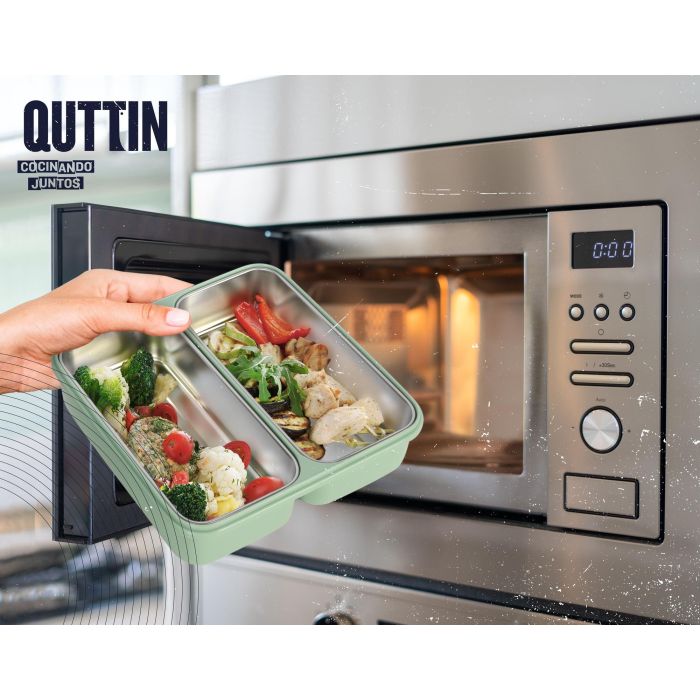 Fiambrera de plástico y acero con 2 departamentos Micro Quttin T - Thermosport (6 Unidades) 1