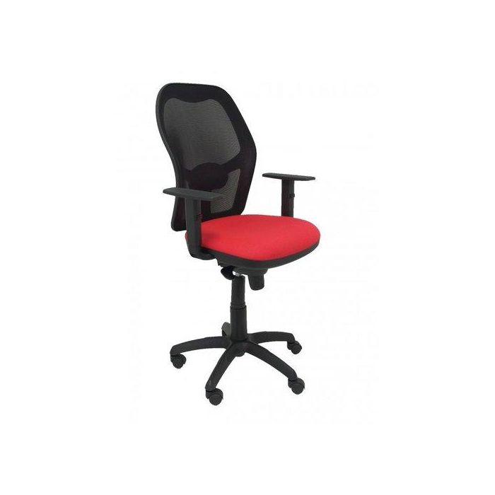 Silla Piqueras Y Crespo Jorquera Brazos Regulables Mecanismo Sincro Con Regulador De Tension Respaldo De Malla Negra Y Asiento Tapizado Bali Rojo