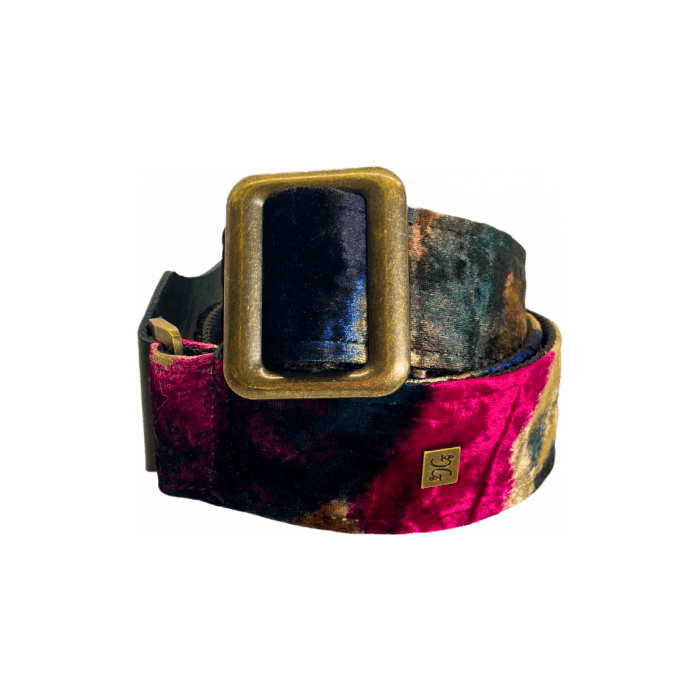 GETM Correa Guitarra Bajo The Jd Magenta Polipiel Piel Terciopelo Estampado Acuarela Ajustable 165cm 1