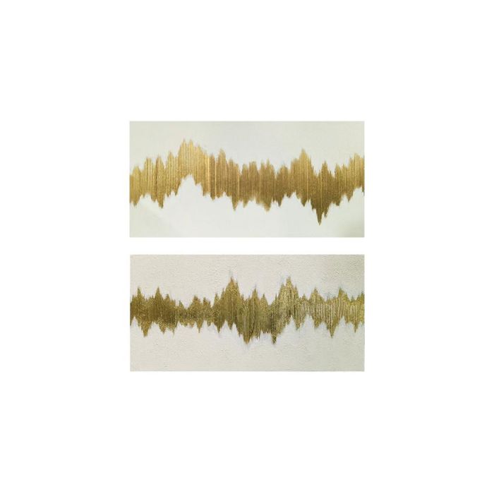 DKD Home Decor Cuadro Decorativo Glam Abstracto Lienzo y MDF Blanco Dorado 120x60 cm (2 Unidades)