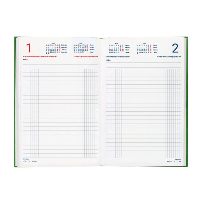 Dietario Liderpapel 2025 Octavo 12x16,5 cm Color Verde Papel 70 gr 2