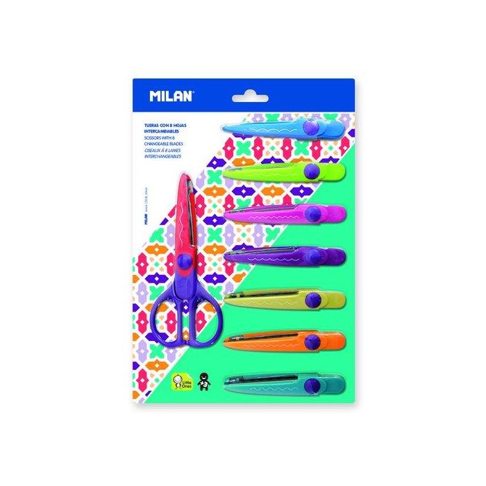 Milan Tijeras Ambidiestros Corte En Zig Zag Simétricas con 8 Hojas Intercambiables para Manualidades y Scrapbooking