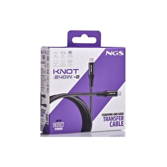 Cable USB 4.0 Tipo-C NGS KNOT/ USB Tipo-C Macho - USB Tipo-C Macho/ Hasta 240W/ 40Gbps/ 2m/ Negro 3 Cable USB 4.0 Tipo-C NGS KNOT/ USB Tipo-C Macho - USB Tipo-C Macho/ Hasta 240W/ 40Gbps/ 2m/ Negro 3