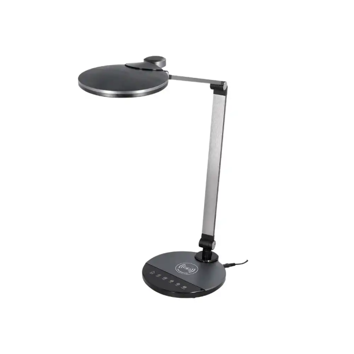 Q-connect Lámpara Escritorio LED 9W 600 LM Táctil 3 Niveles Blanca Cabeza Brazo Orientable Inalámbrica Negro 4