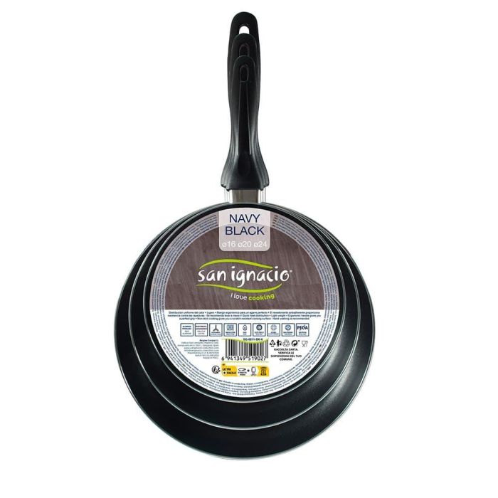 San Ignacio Set 3 Sartenes Aluminio Prensado Navy Black Ø16 / Ø20 / Ø24 cm Apto Inducción