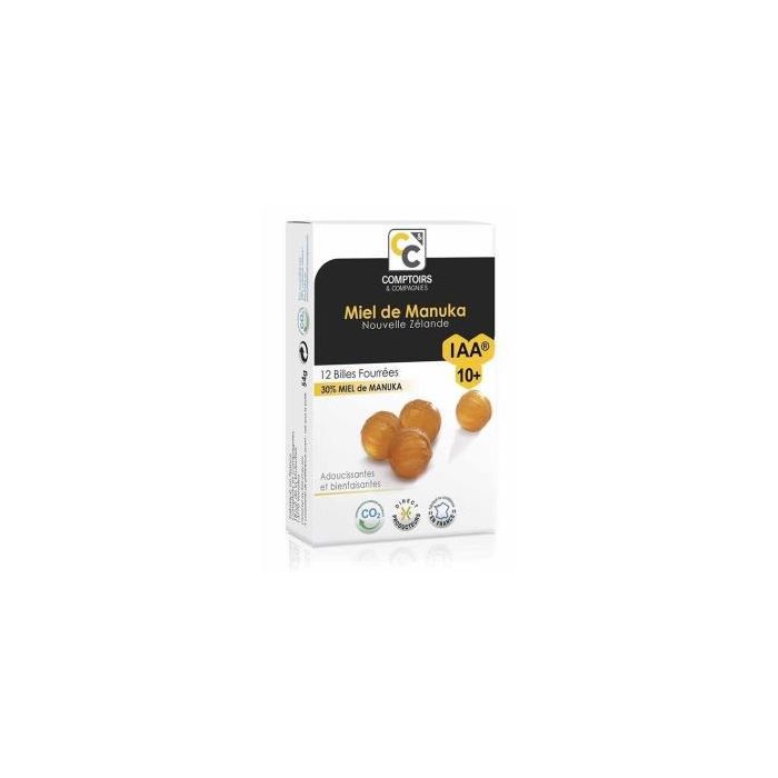 COMPTOIRS & COMPAGNIES IAA10+ Caramelos Rellenos de Miel de Manuka con 30% de Miel Activa y Única - 12 Unidades