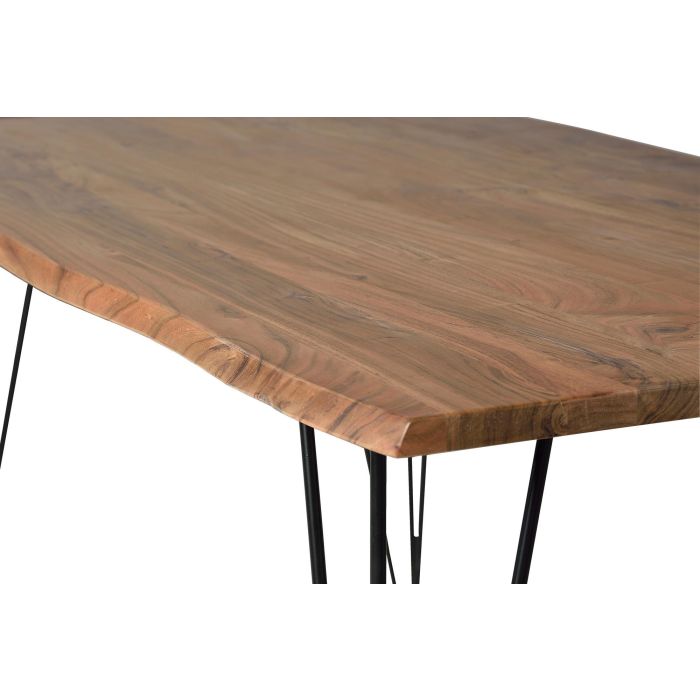 GINER Y COLOMER Mesa de Comedor 6 Plazas Madera Acacia Natural con Base Metal 4