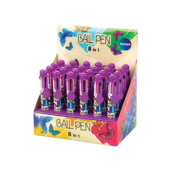 Boligrafo Centrum 8 Colores Butterfly Expositor De 24