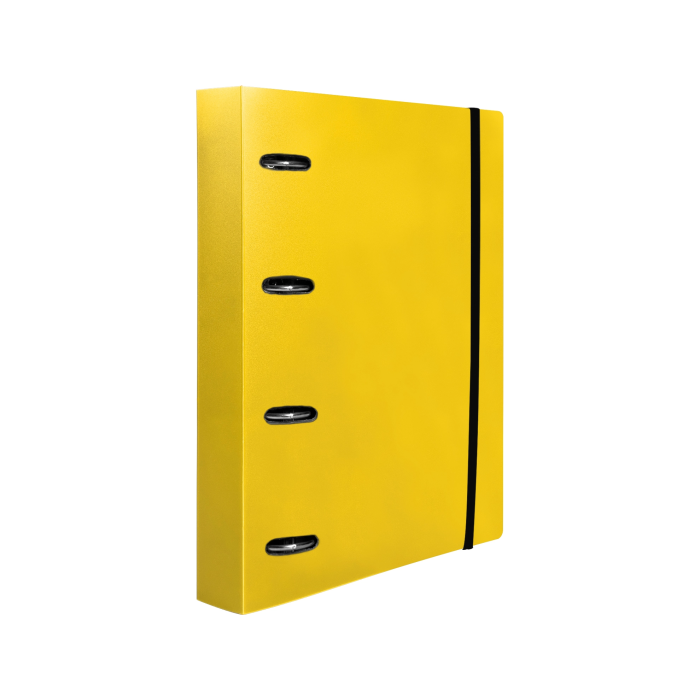 Liderpapel Carpeta con Recambio A4 Cuadro 5mm 100 Hojas 80g Polipropileno 4 Anillas 40mm Amarillo Fluor 1