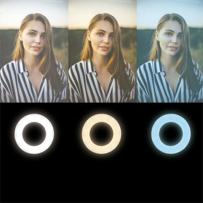 LogiLink Anillo de luz para Smartphone con Soporte de Sujeción DM 8.5cm 6