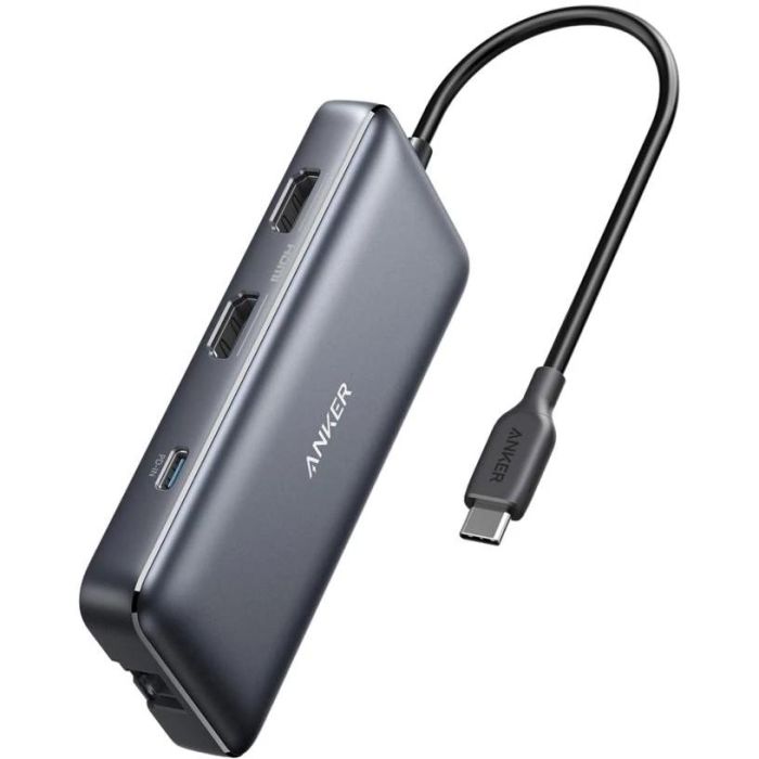 Anker A8380 PowerExpand USB-C Hub 8 en 1 con Power Delivery 100W, Puertos HDMI, USB-A, USB-C, Ethernet, Lector SD - Negro