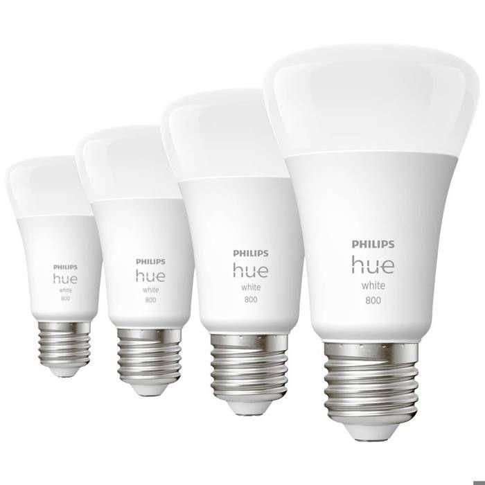 Philips Hue White, Bulbo LED conectado E27, 60W equivalente, 800 lumen, Bluetooth Compatible, 4 paquete 1 Philips Hue White, Bulbo LED conectado E27, 60W equivalente, 800 lumen, Bluetooth Compatible, 4 paquete 1