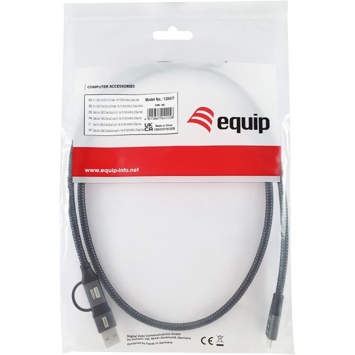 Equip Kabel USB-C 3.2 -> C/A St/St 1.00m 20Gbps schwarz 1