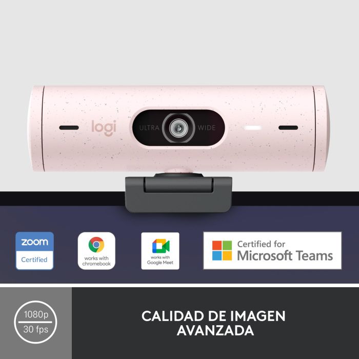 Logitech Webcam Brio 500 Rosa Full HD 1080p, 4 MP, Zoom Digital 4x, Enfoque Automático, USB-C 2