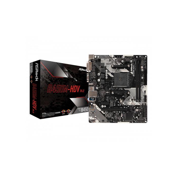 Asrock B450M-HDV R4.0 Zócalo AM4 Micro ATX AMD B450 Asrock B450M-HDV R4.0 Zócalo AM4 Micro ATX AMD B450