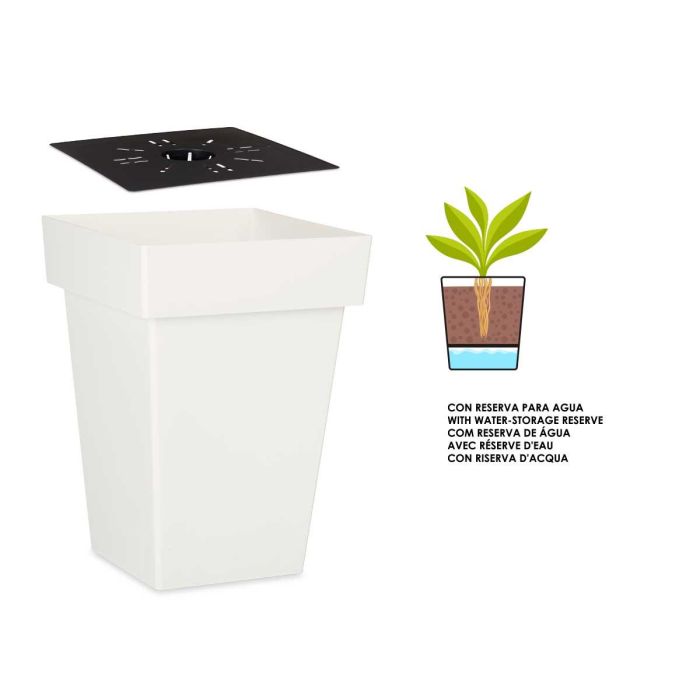 Maceta Cuadrada Blanca Con Reserva Agua 30Cm Ibergarden (6 Unidades) 1 Maceta Cuadrada Blanca Con Reserva Agua 30Cm Ibergarden (6 Unidades) 1