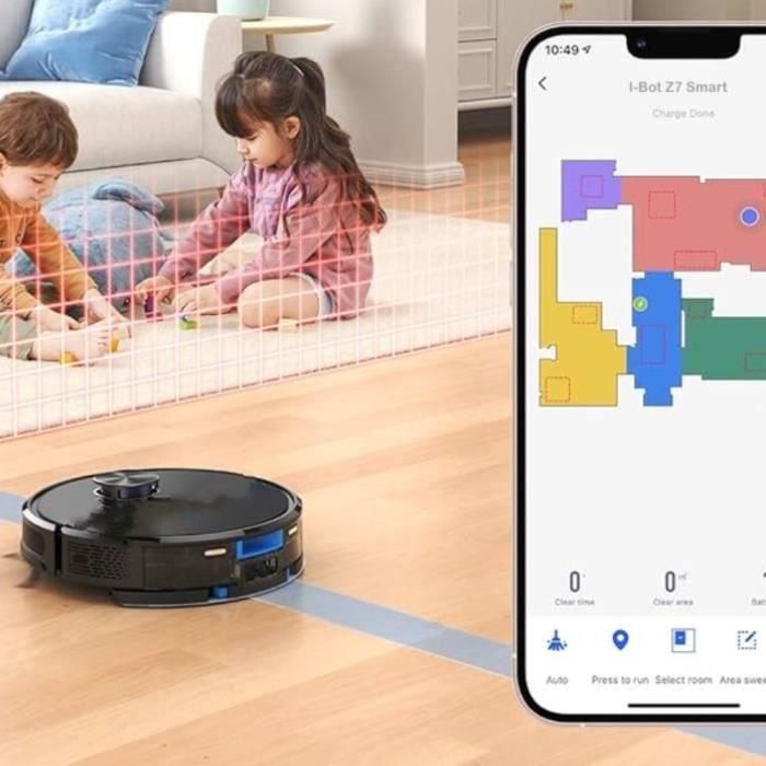 Robot Aspirador y Mopa Conectado con base de succión EZICLEAN I-Bot Z7 Smart - 240 min - 3Kpa - 300m² - 3L 3 Robot Aspirador y Mopa Conectado con base de succión EZICLEAN I-Bot Z7 Smart - 240 min - 3Kpa - 300m² - 3L 3