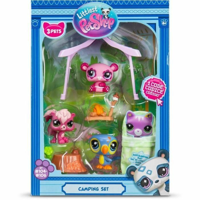 Bandai BAN3701405822873 Littlest Pet Shop Pack Temático de Camping con 3 Mascotas, Animales y Accesorios