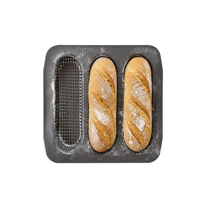 Molde para 3 Baguettes Grandes Perforado 28x28 cm - Quttin (6 Unidades) 1 Molde para 3 Baguettes Grandes Perforado 28x28 cm - Quttin (6 Unidades) 1