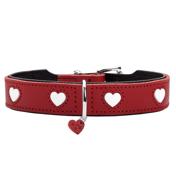 Hunter Collar Love, Cuero Vacuno con Corazones Cosidos, Robusto y Suave XS-S Cuello 30-34 cm Ancho 2.6 cm Rojo-Negro Hunter Collar Love, Cuero Vacuno con Corazones Cosidos, Robusto y Suave XS-S Cuello 30-34 cm Ancho 2.6 cm Rojo-Negro