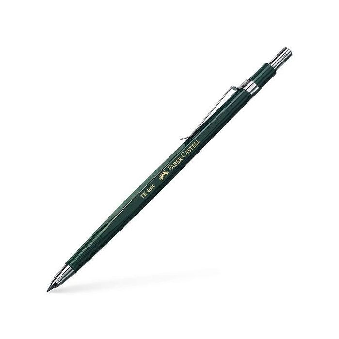 Faber Castell Tk4600 Portaminas 2 mm con Clip de Metal y Afilaminas Verde. Cuerpo Hexagonal Ergonómico para Dibujo y Boceto. (10 Unidades)