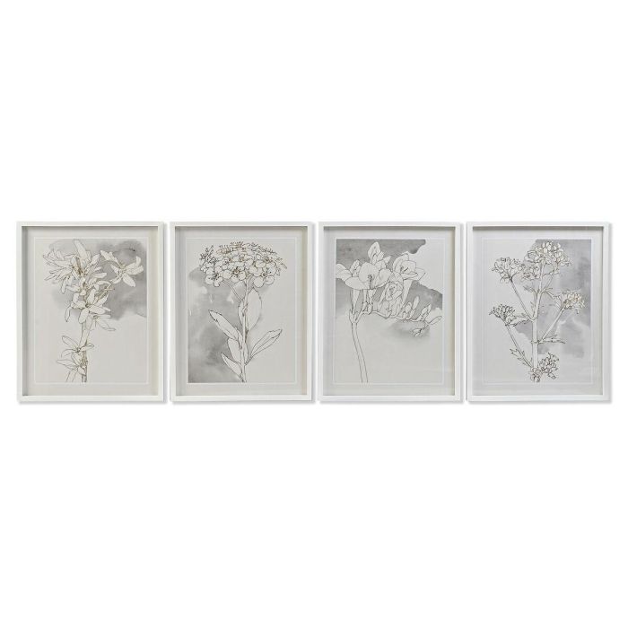 Cuadro Romantico DKD Home Decor Gris Blanco 2.5 x 70 x 55 cm (4 Unidades) 1