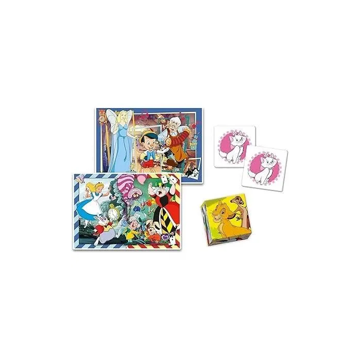 Clementoni CLE8005125182909 Edukit Disney Caja de aprendizaje 4 en 1, 2 rompecabezas, 1 nota, 1 juego de 6 cubos, a partir de 4 años, Hecho en Italia 1 Clementoni CLE8005125182909 Edukit Disney Caja de aprendizaje 4 en 1, 2 rompecabezas, 1 nota, 1 juego de 6 cubos, a partir de 4 años, Hecho en Italia 1