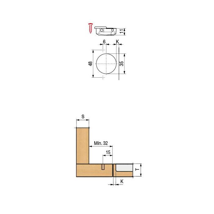 SALICE C2Abn99 - Bisagra S200 94º Ø35 Brazo Corto Contracodo para Grandes Espesores, Pequeños Espacios, Cazoleta 11mm 2