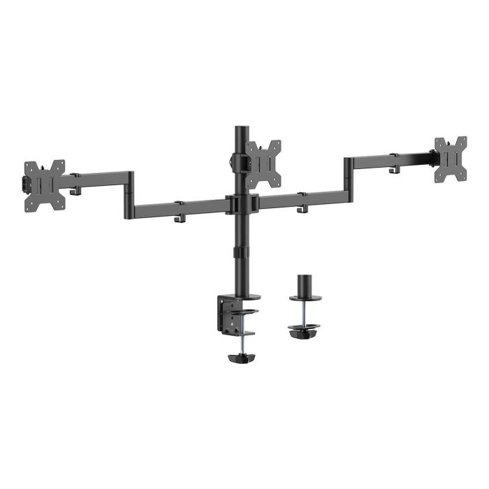 AISENS - SOPORTE DE MESA ECO GIRATORIO E INCLINABLE PARA 3 MONITORES 10KG (3 PIVOTES, 2 BRAZOS) DE 13-27, NEGRO