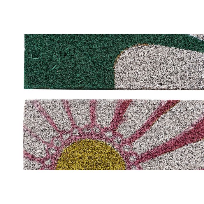 DKD Home Decor Felpudo Fibra de coco Goma Margarita Verde Menta Rosa Blanco Amarillo 40 x 60 cm (2 Unidades) 1