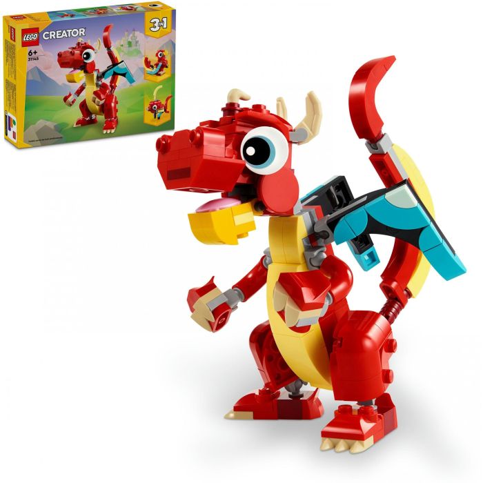 LEGO 31145 Creator Juguete Dragón Rojo 3 en 1 con 3 minifiguras de animales: Dragón, Pez y Fénix 13