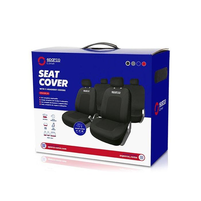 Sparco Juego Fundas Coche Sport Negra SPCS442BK para la Mayoría de Asientos Universales 1 Sparco Juego Fundas Coche Sport Negra SPCS442BK para la Mayoría de Asientos Universales 1