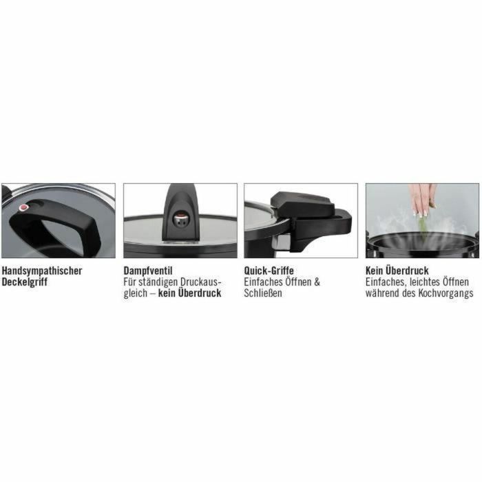 Olla a presión baja - GSW - 24 cm - 4 L - Aluminio forjado - Inducción - Negra 3 Olla a presión baja - GSW - 24 cm - 4 L - Aluminio forjado - Inducción - Negra 3
