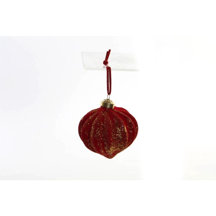 DKD Home Decor Bola de Decoración de Navidad Tradicional de Cristal Rojo 9x9 cm (6 Unidades)