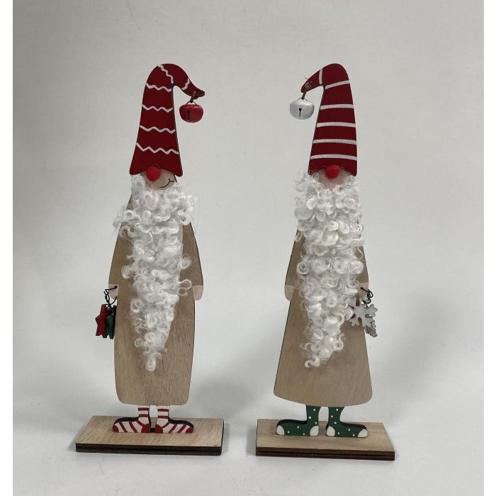 DKD Home Decor Figura Navidad Tradicional Papa Noel Madera Poliéster Natural Rojo Blanco 25 cm Alto (Pack 12 Unidades)