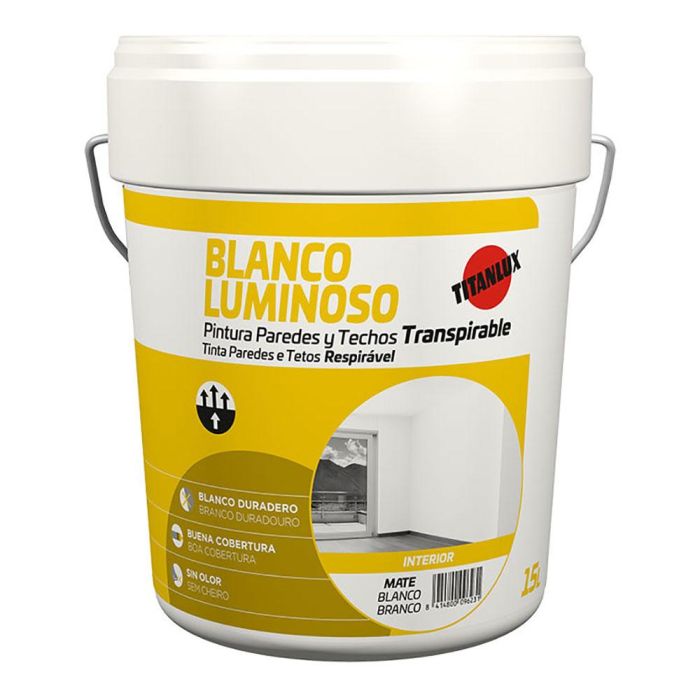 Pintura paredes y techos interior blanco mate luminoso 15 l 03h000115 Pintura paredes y techos interior blanco mate luminoso 15 l 03h000115