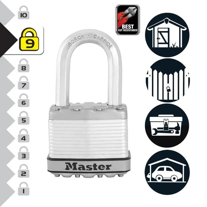 Master Lock Juego de 3 candados M5eurtrilf - Muy Alta Seguridad - Acero Templado - Uso Exterior