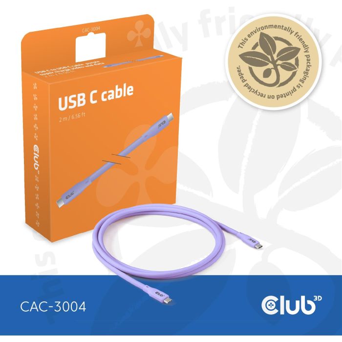 Club3D Lifestyle USB-C St/St - Cable Púrpura de 2m USB4 Gen 2x2, PD 240W, 20Gbps, para Carga Rápida 8 Club3D Lifestyle USB-C St/St - Cable Púrpura de 2m USB4 Gen 2x2, PD 240W, 20Gbps, para Carga Rápida 8